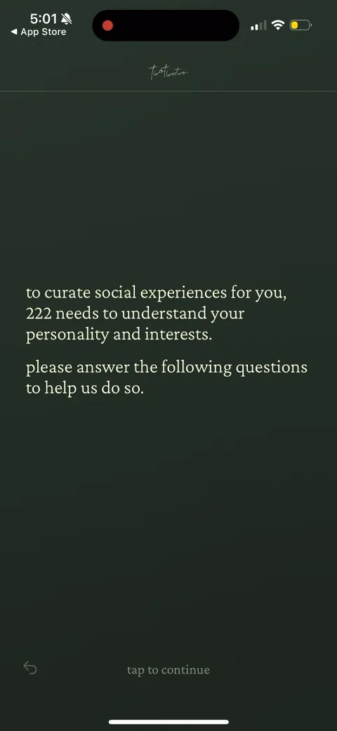 222 onboarding screen 101