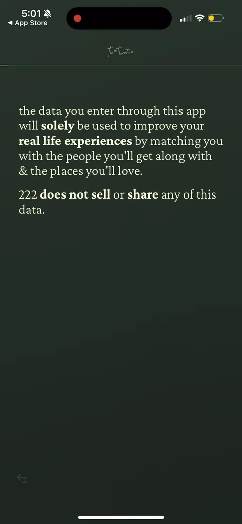 222 onboarding screen 105