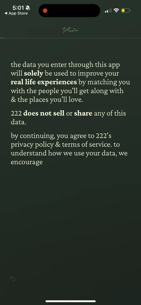 222 onboarding screen 106