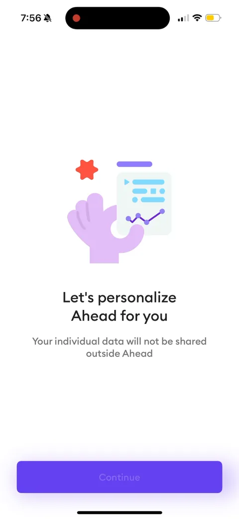 Ahead onboarding screen 17
