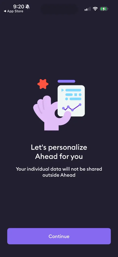 Ahead onboarding screen 1