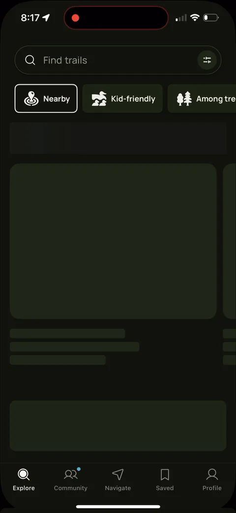 Alltrails onboarding screen 6: They drop you into the real explore map for a beat before the paywall fires
