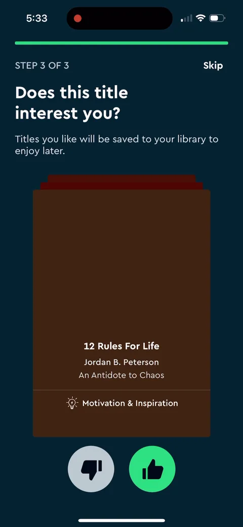 Blinkist onboarding screen 9: This is the good one