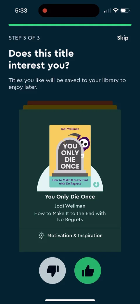 Blinkist onboarding screen 13
