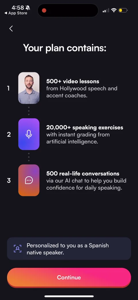BoldVoice onboarding screen 43