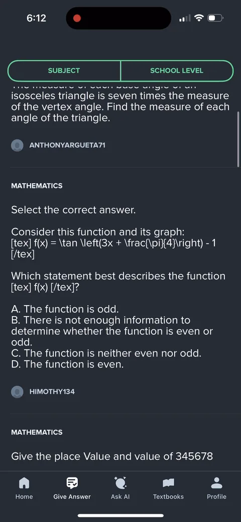 Brainly onboarding screen 22: The answer feed is full of real student questions with real working shown