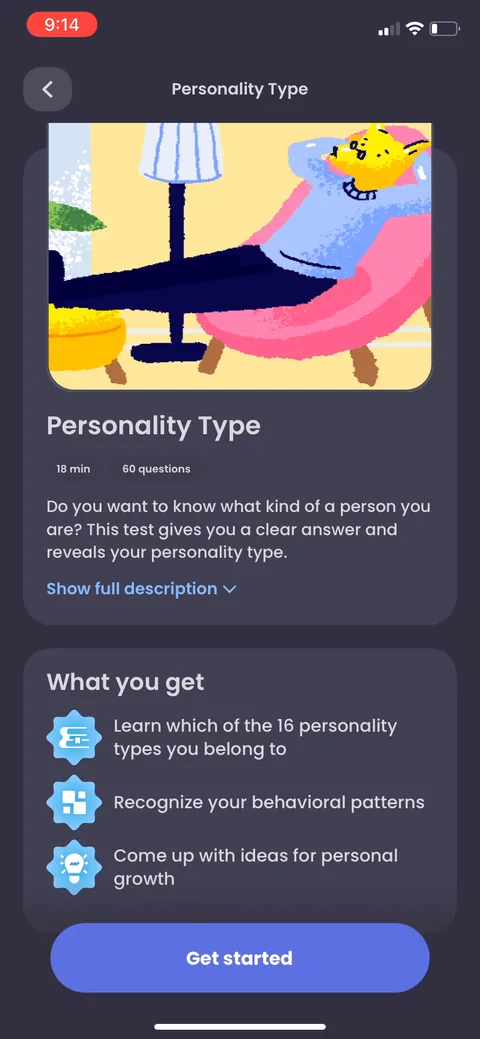 Breeze onboarding screen 27: The real personality test, gated behind the paywall: 60 questions, 18 min, the '16 personality types' payload