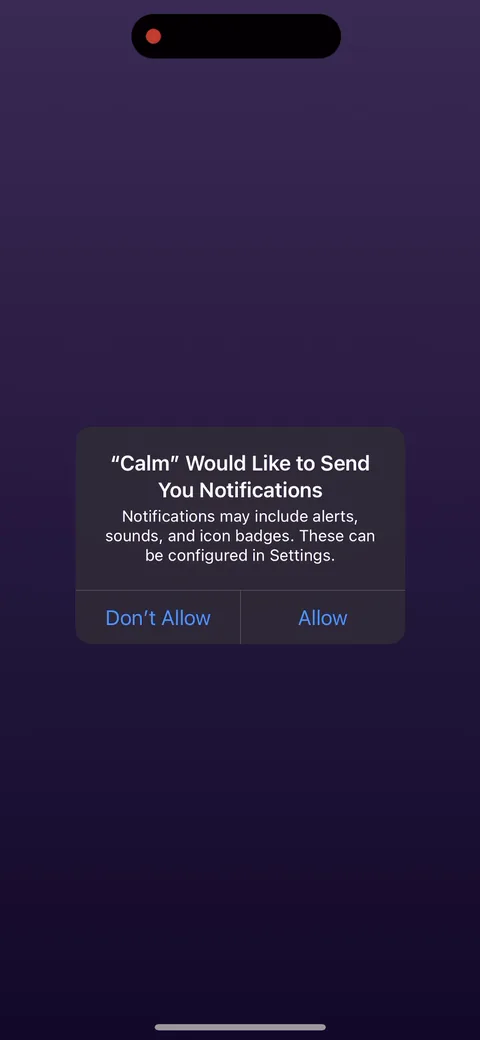 Calm onboarding screen 3: Notification permission on screen 3, before they've shown you a single thing