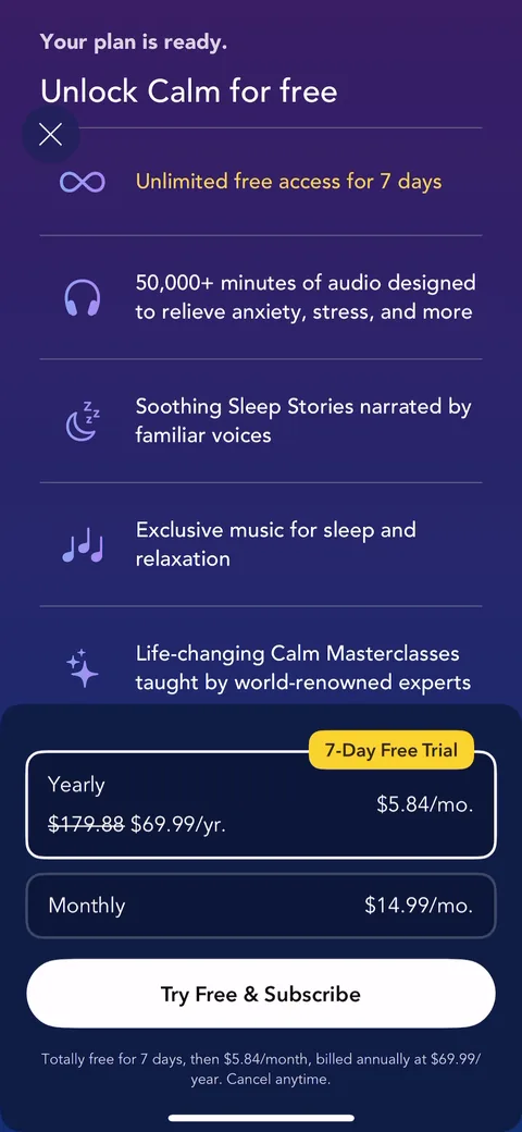 Calm onboarding screen 15