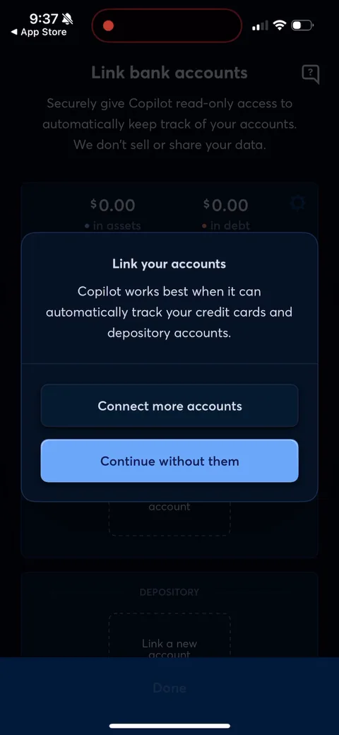 Copilot onboarding screen 107