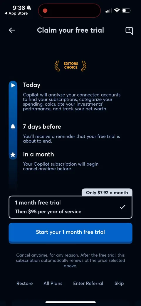 Copilot paywall with pricing, onboarding screen 48