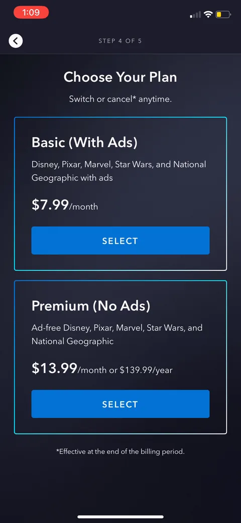Disney paywall with pricing, onboarding screen 15