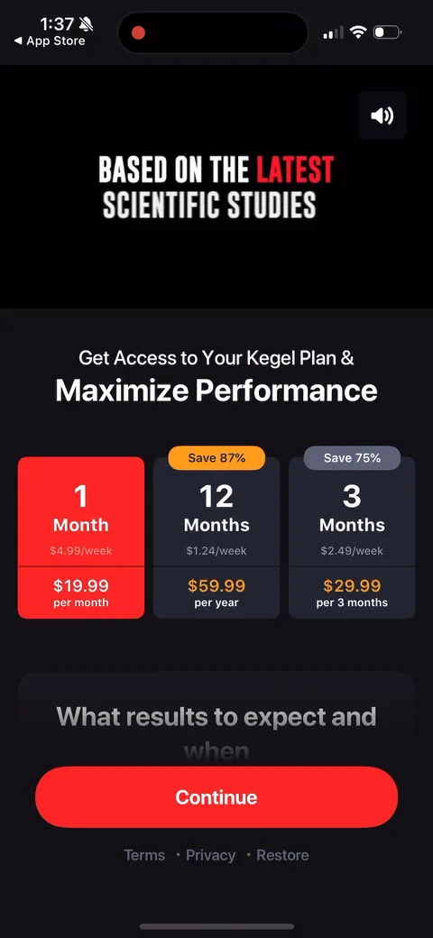 Dr Kegal App onboarding screen 119