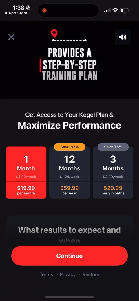 Dr Kegal App onboarding screen 125