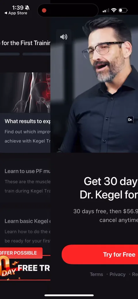 Dr Kegal App onboarding screen 168