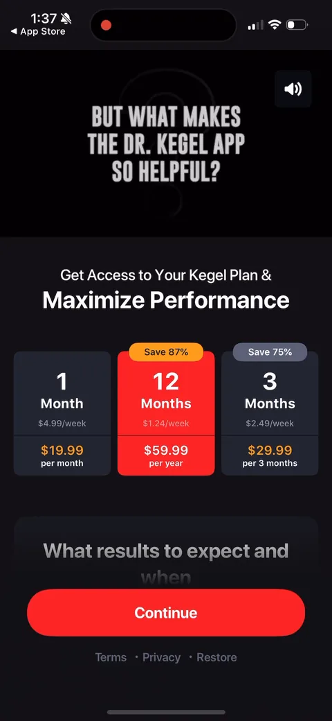 Dr Kegal App onboarding screen 49