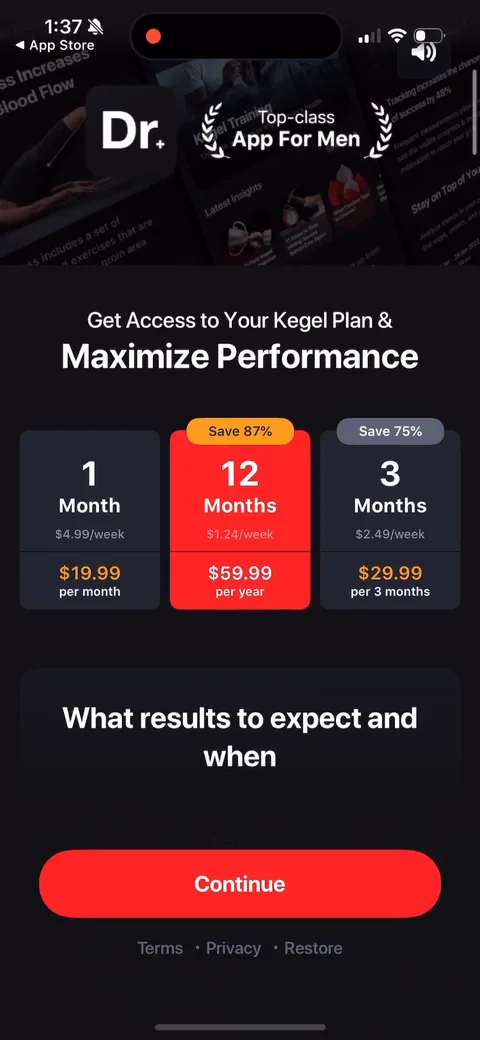 Dr Kegal App onboarding screen 51