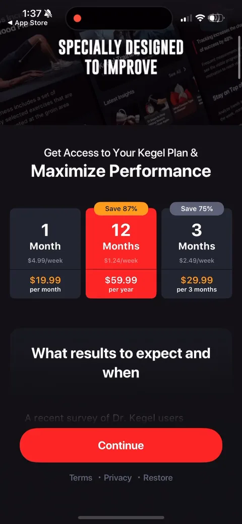Dr Kegal App onboarding screen 56