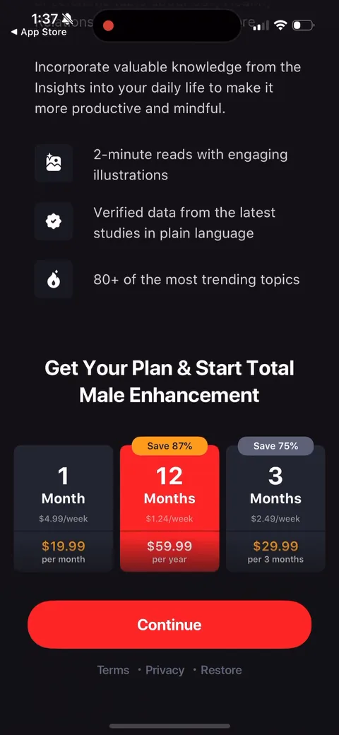 Dr Kegal App paywall with pricing, onboarding screen 93