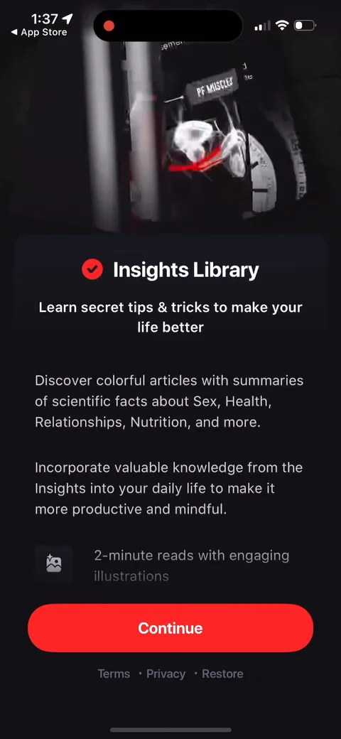 Dr Kegal App onboarding screen 98