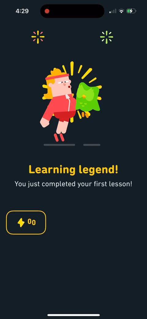 Duolingo onboarding screen 119: 'Learning legend