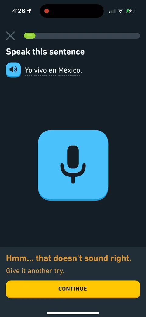 Duolingo onboarding screen 42: 'Hmm, that doesn't sound right