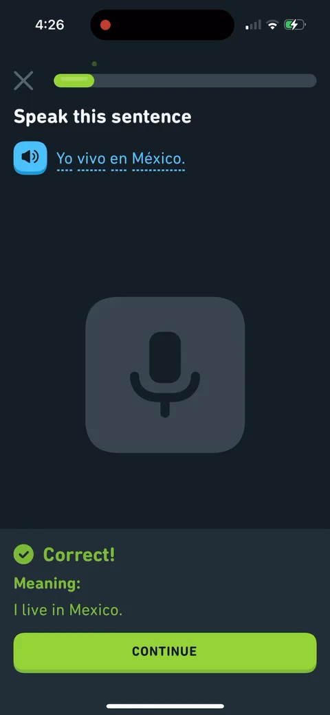 Duolingo onboarding screen 45: 'Correct