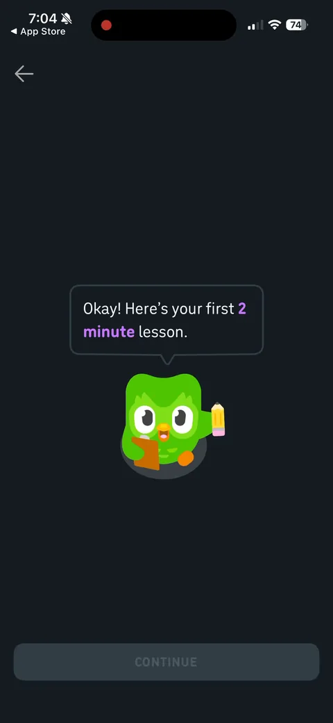 Duolingo onboarding screen 68: 'Okay