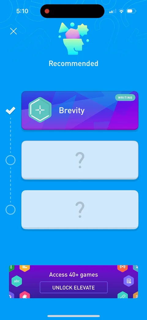 Elevate onboarding screen 115: 'Access 40 games