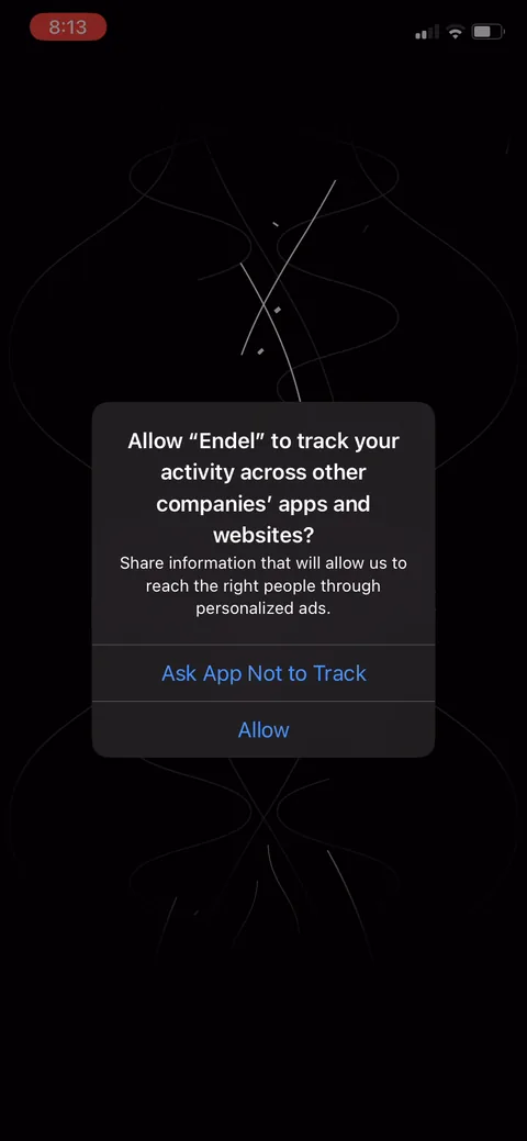 Endel onboarding screen 16: The actual ATT prompt, fired right after the priming screen