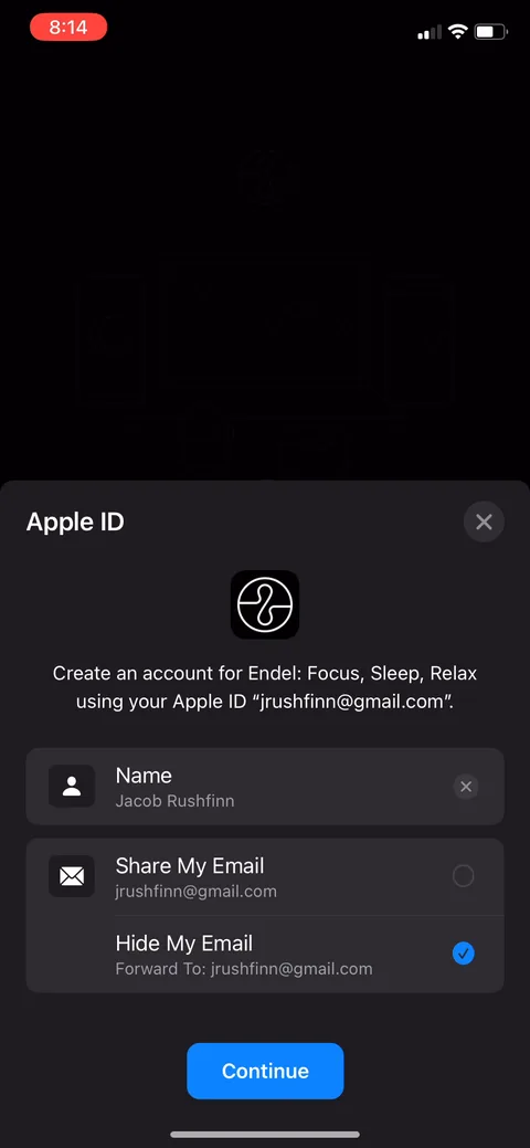 Endel onboarding screen 50