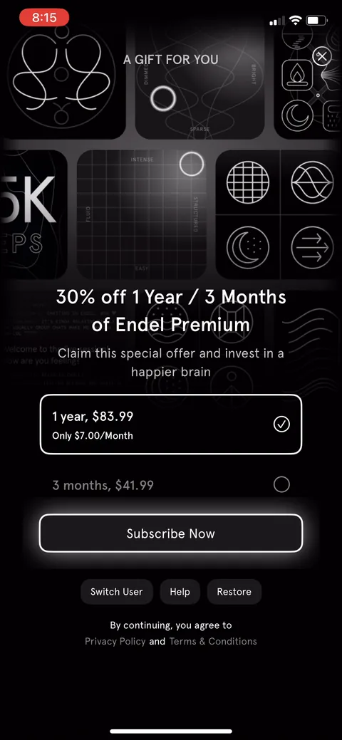 Endel onboarding screen 66