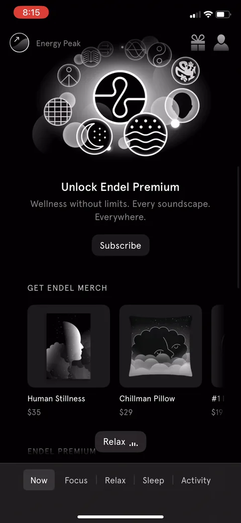 Endel onboarding screen 81