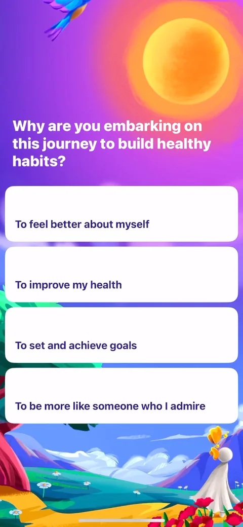 Fabulous onboarding screen 29: 'Why are you embarking on this journey' is the emotional why behind the habits