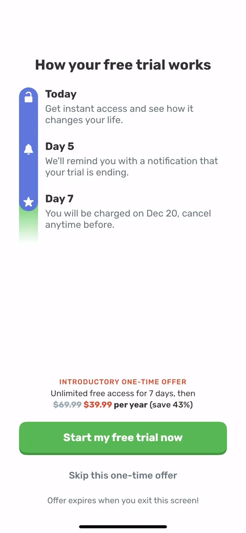 Finch paywall with pricing, onboarding screen 32