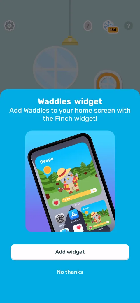 Finch onboarding screen 39: Add the Finch widget to your home screen