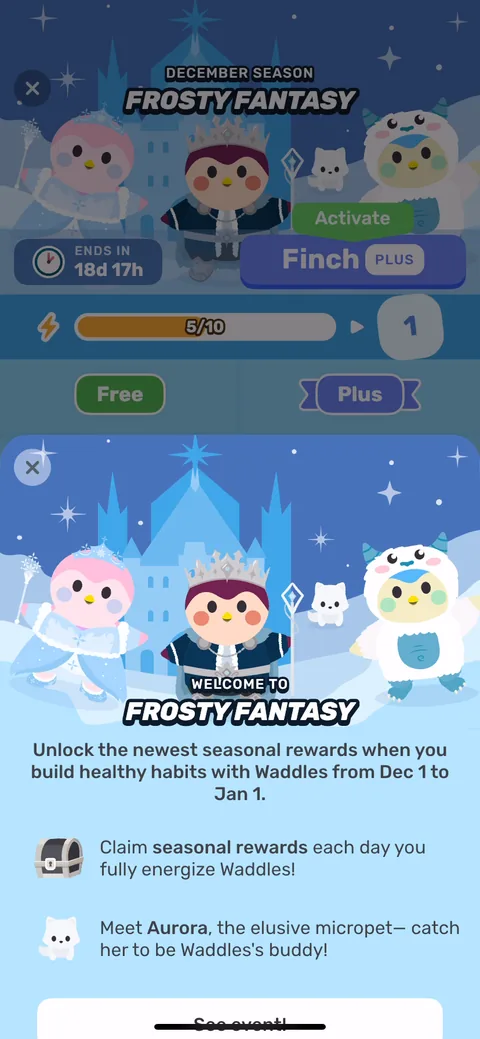 Finch onboarding screen 70