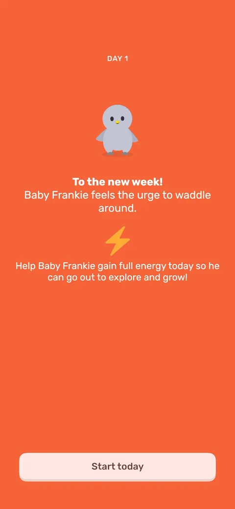 Finch onboarding screen 47: 'Day 1