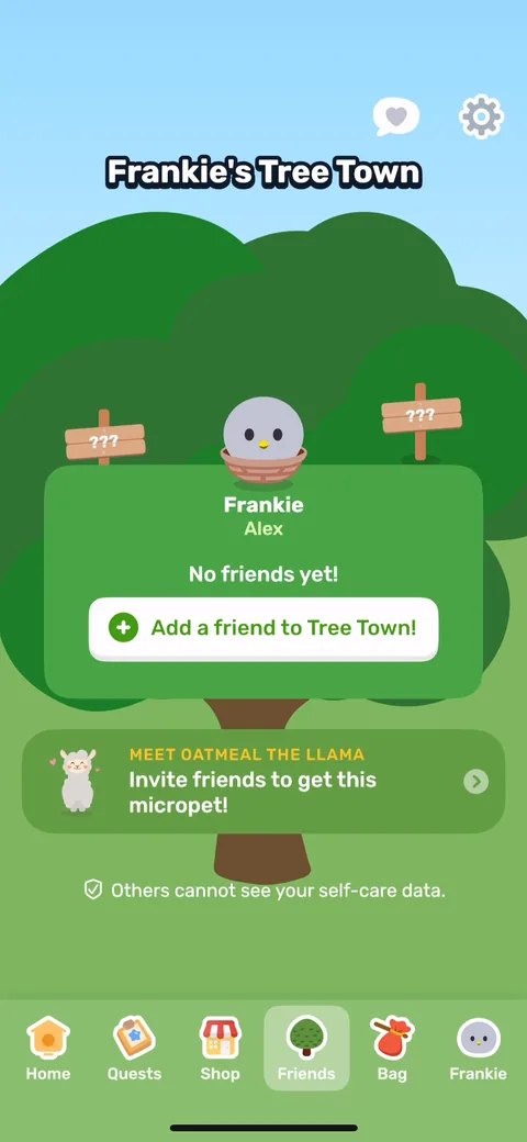Finch onboarding screen 82: 'Meet Oatmeal the Llama: Invite friends to get this micropet!' The referral reward is a cosmetic pet, which…