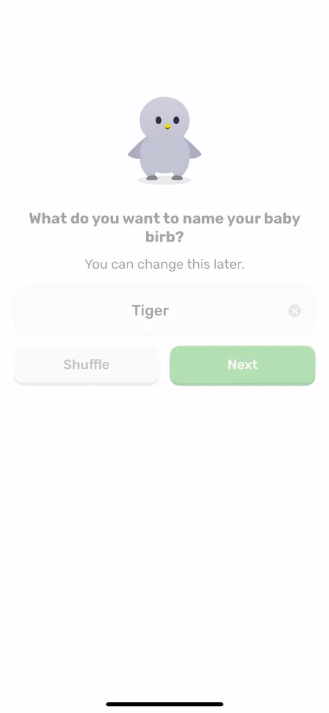 Finch onboarding screen 8: You name the bird