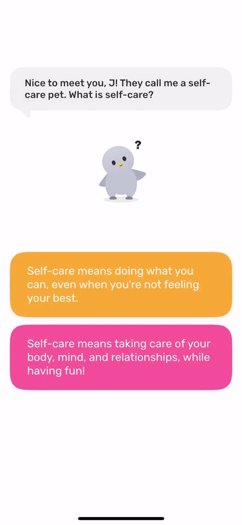 Finch onboarding screen 17: Explainer on what self-care means