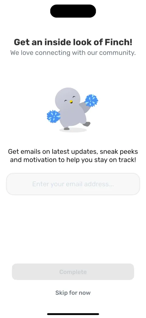 Finch onboarding screen 28