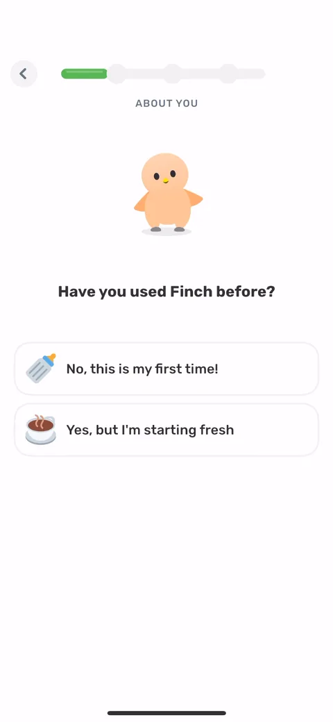 Finch onboarding screen 16: 'Have you used Finch before