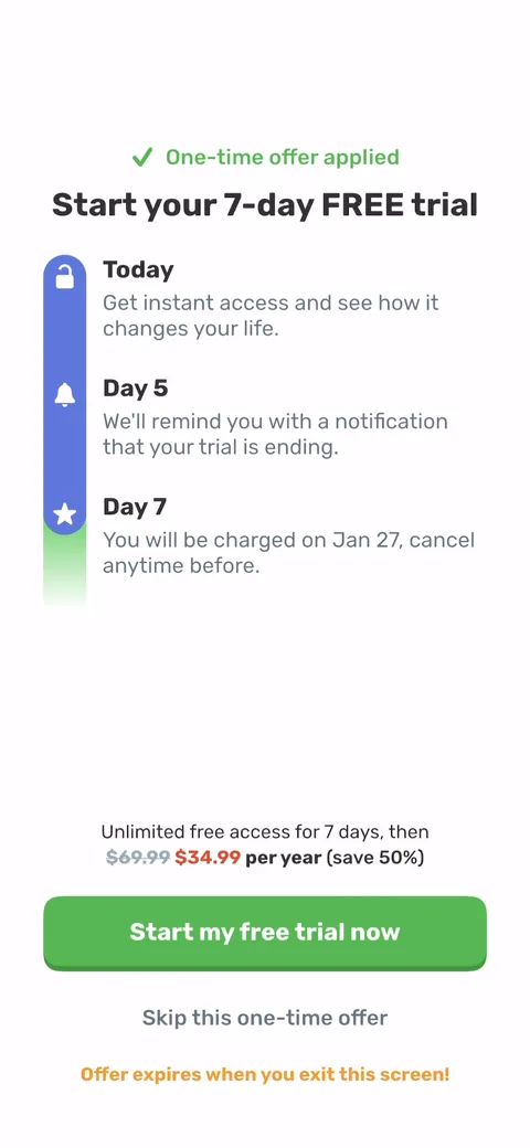 Finch paywall with pricing, onboarding screen 54