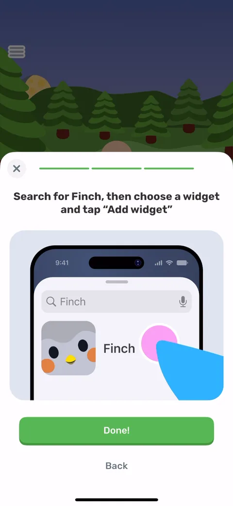 Finch onboarding screen 63