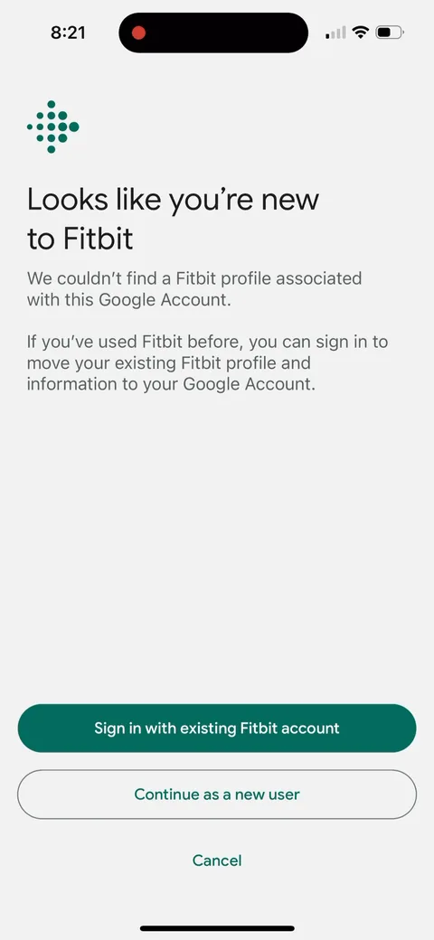 Fitbit onboarding screen 8: 'Looks like you're new to Fitbit