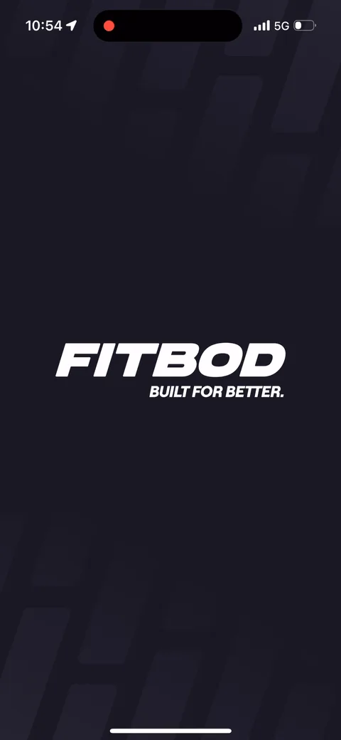 Fitbod onboarding screen 1: 'Built for better.' Short splash, straight into the carousel