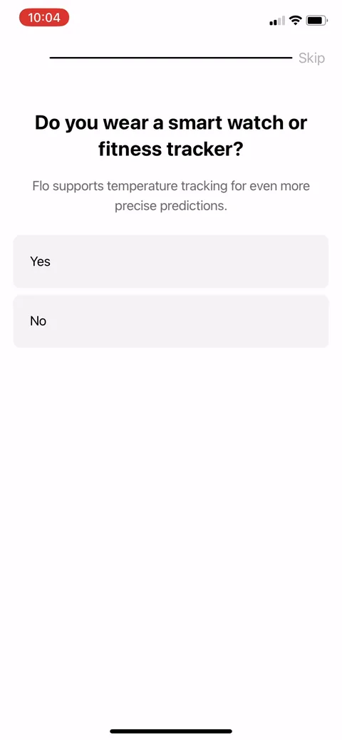 Flo onboarding screen 110
