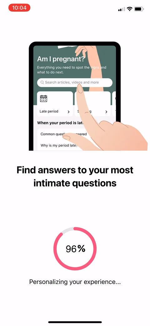 Flo onboarding screen 122
