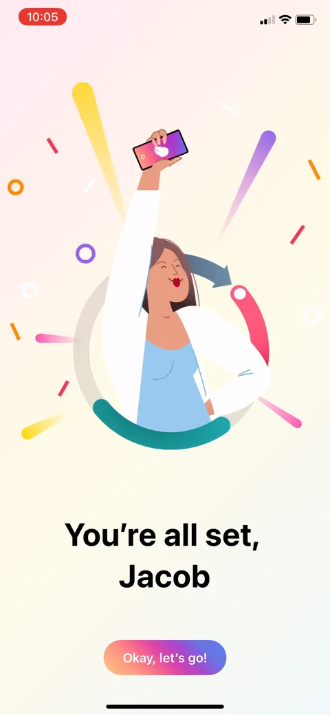 Flo onboarding screen 137: 'You're all set jacob' before any payment